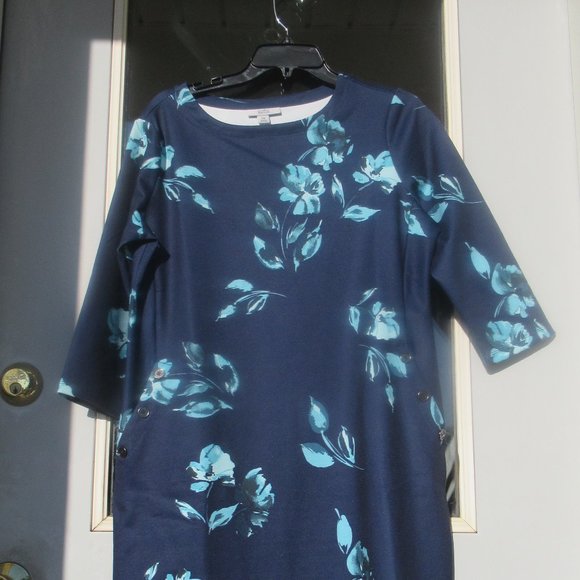 Croft and barrow PETITE floral print dress w Pockets MP - Picture 6 of 17